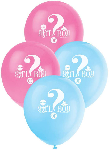 8 PK GENDER REVEAL BABY SHOWER BOY OR GIRL LATEX BALLOONS. - Picture 1 of 4